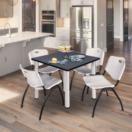 KEE Square Tables > Breakroom Tables > Kee Square Table & Chair Sets, 42 W, 42 L, 29 H, Grey TB4242GYBPCM47GY